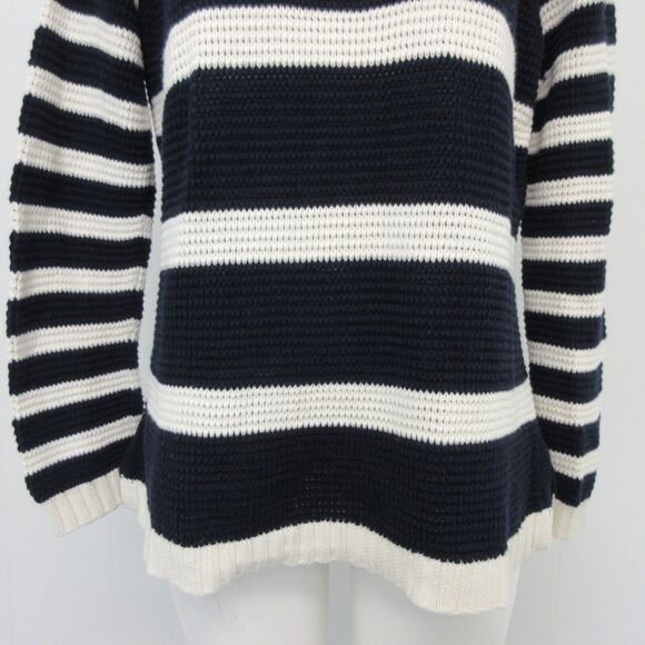 Talbots Womens Pullover Size M Knit Sweater Blue White Stripe Long Sleeve Cotton - Picture 3 of 13